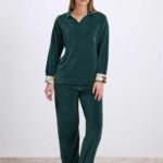 Desire Closet Uzun Kollu Kadife Sweatshirt Ve Pantolon Pijama Takımı