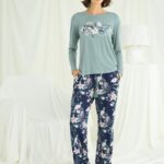 Desire Closet Çiçek Ve Yaprak Desenli Baskılı Pijama Takımı