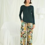 Desire Closet Çiçek Ve Yaprak Desenli Pijama Takımı