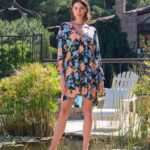 Desire Closet Viskon Çiçek Ve Yaprak Desenli Uzun Kollu Elbise