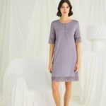 Desire Closet Dantel Detaylı Kısa Kollu Ve Önü Düğmeli Gecelik