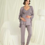 Desire Closet Dantelli Hamile Lohusa 3'Lü Pijama Takımı