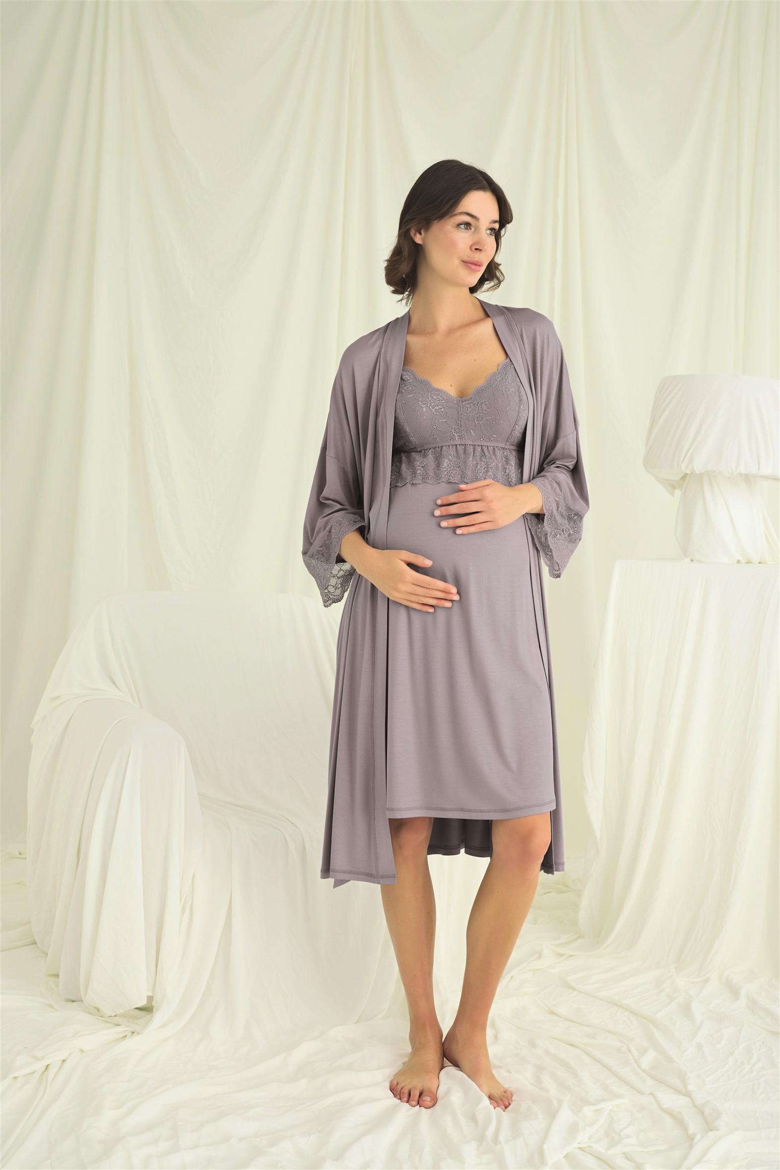 Dantelli-Hamile-Lohusa-Sabahlik-Takimi-d89e Desire Closet Dantelli Hamile Lohusa Sabahlık Takımı - Görsel 1