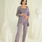 Desire Closet Dantelli Önü Düğmeli Hamile Lohusa 3'Lü Pijama Takımı