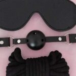 Gözlük Ağız Topu İp Üçlü Deri Harness Set