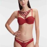 Desire Closet Balenli Destekli Dolgulu Askıları Çıkabilen Çıkabilen Yaka Aksesuarlı Sütyen Ve String Takım
