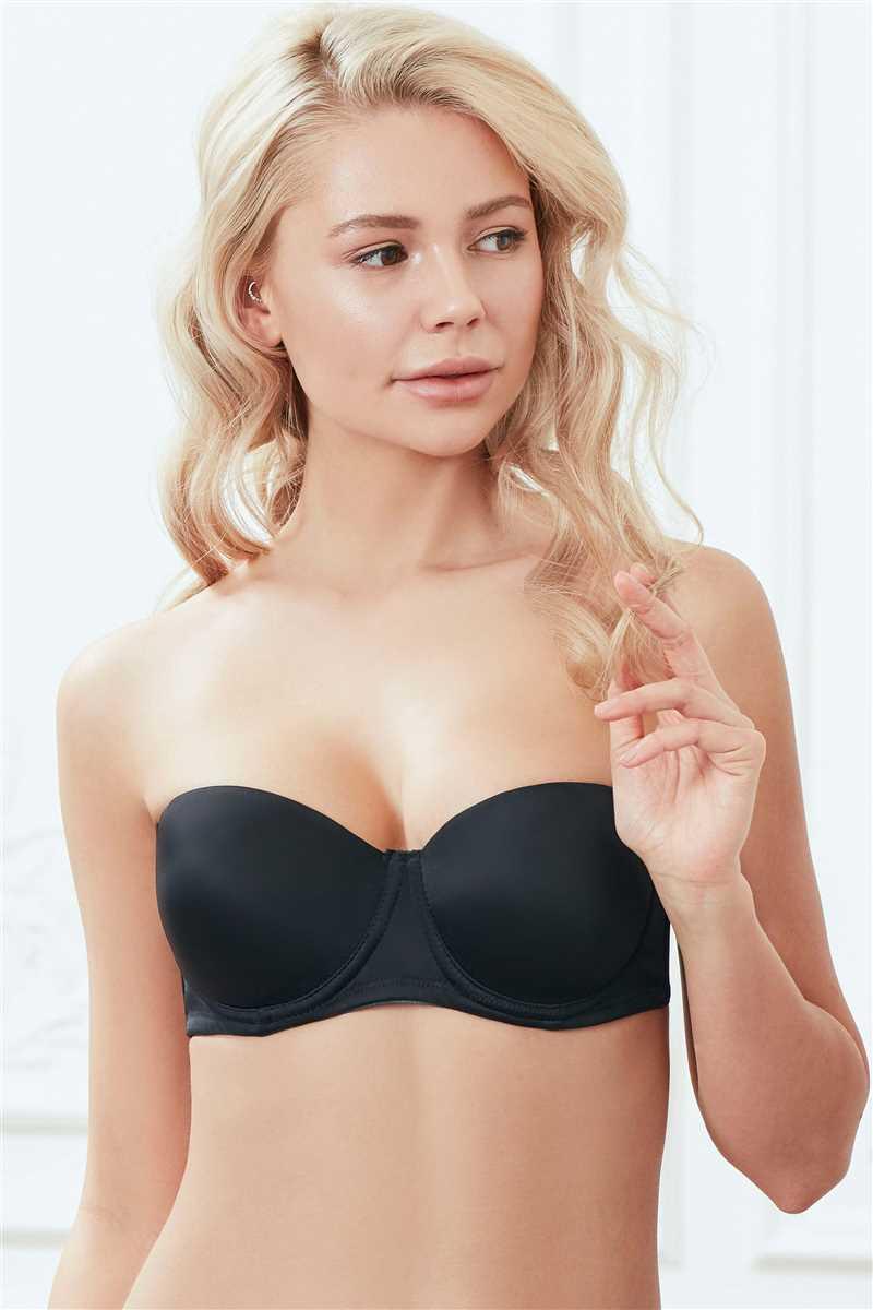 Kadin-Balenli-Desteksiz-Dolgusuz-Askisiz-5299 Desire Closet Balenli Desteksiz Dolgusuz Askısız Straplez Günlük Klasik T-Shirt Sütyeni - Görsel 1