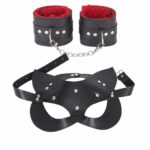 Maske Ve Kelepçe Deri Harness Fantezi Set