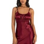 Bordo Kısa Saten Gecelik 8208