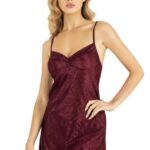 Bordo Kısa Saten Gecelik 8219