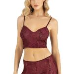 Bordo Saten Şort Takımı 9219