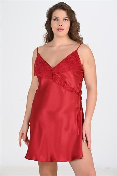 Primoda-Buyuk-Beden-Bordo-Gecelik-2107-e8f2 Büyük Beden Bordo Gecelik 2107 - Görsel 1