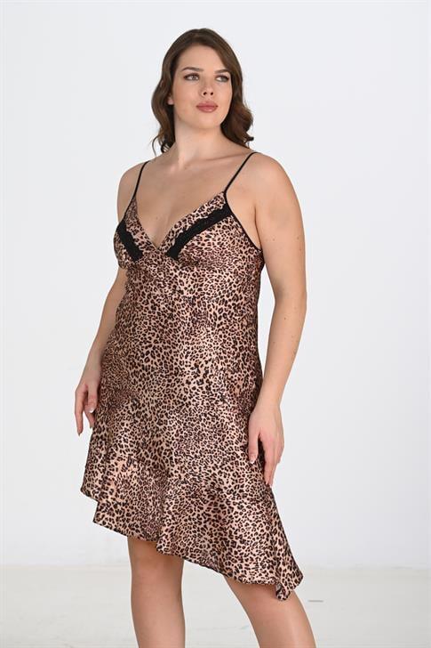 Primoda-Buyuk-Beden-Leopar-Gecelik-2105-ee52 Premium Büyük Beden Saten Leopar Gecelik Bigsize - Görsel 1
