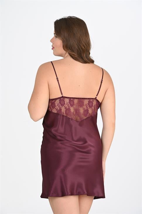 Primoda-Buyuk-Beden-Murdum-Gecelik-2108-c98d Büyük Beden Mürdüm Gecelik 2108 - Görsel 1