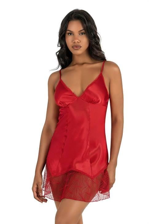 Primoda-Kirmizi-Kisa-Saten-Gecelik-8227-5130 Kırmızı Kısa Saten Gecelik 8227 - Görsel 1