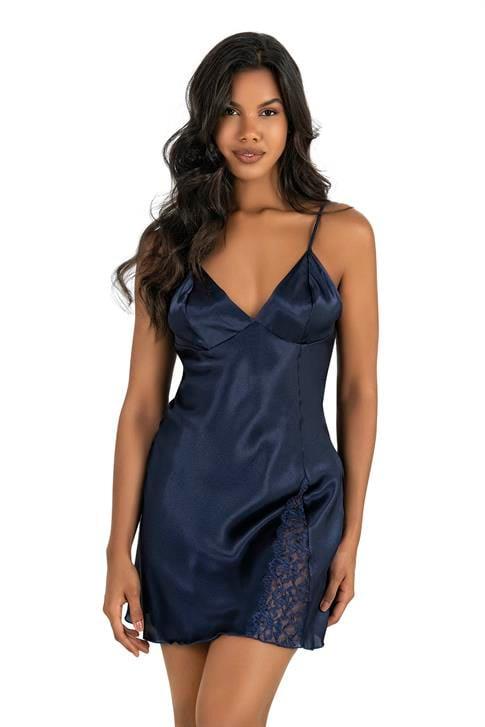 Primoda-Lacivert-Kisa-Saten-Gecelik-8234-1b70 Lacivert Kısa Saten Gecelik 8234 - Görsel 1