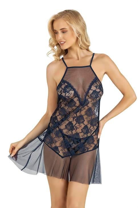 Primoda-Lacivert-Kisa-Tul-Gecelik-4227-b811 Lacivert Kısa Tül Gecelik 4227 - Görsel 1