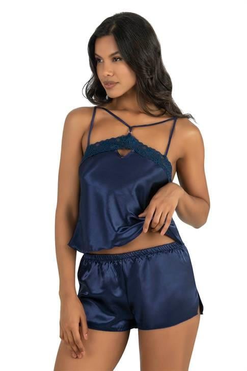 Primoda-Lacivert-Saten-Sort-Takimi-9211-0164 Lacivert Saten Şort Takımı - Görsel 1