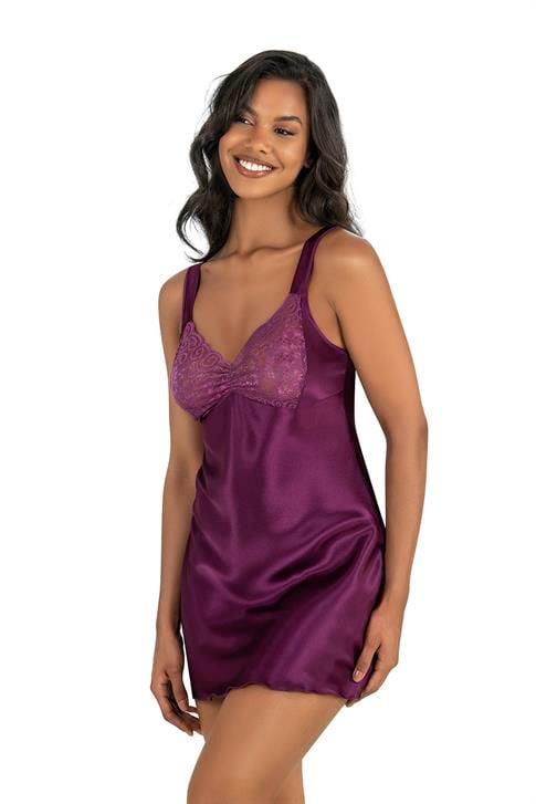 Primoda-Mor-Kisa-Saten-Gecelik-8244-b5f1 Mor Kısa Saten Gecelik 8244 - Görsel 1