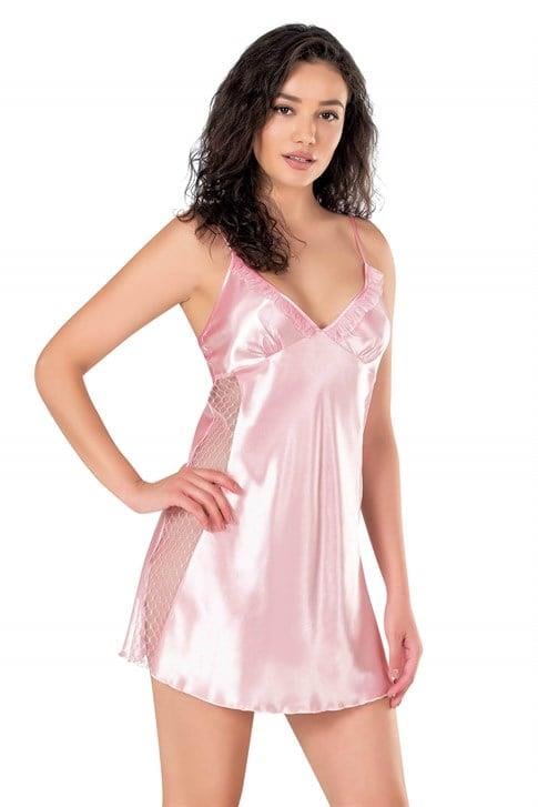 Primoda-Pembe-Kisa-Saten-Gecelik-8105-7f22 Pembe Kısa Saten Gecelik 8105 - Görsel 1