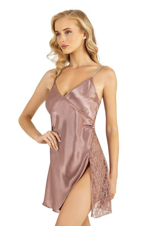Primoda-Vizon-Kisa-Saten-Gecelik-8203-d48f Vizon Kısa Saten Gecelik 8203 - Görsel 1