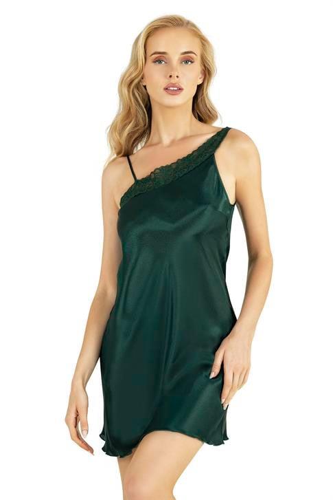 Primoda-Yesil-Kisa-Saten-Gecelik-8228-d775 Yeşil Kısa Saten Gecelik 8228 - Görsel 1