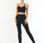 Desire Closet Siyah Mi Emay 3921 Soft Seamless Ripli Tayt Yoga Takımı