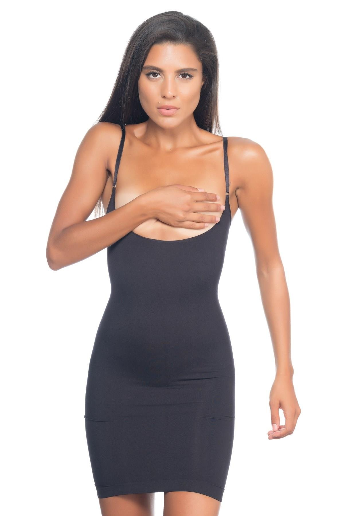 SIYAH-MI-Emay-5060-Gogsu-Acik-Elbise-Kor-72ec Desire Closet Siyah Mi Emay 5060 Göğsü Açık Elbise Korse - Görsel 1
