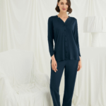 Desire Closet Uzun Kollu Boydan Düğmeli V Yaka Pijama Takımı