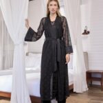 Desire Closet Uzun Kollu Dantelli Ve Kuşaklı Sabahlık
