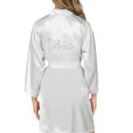 Ekru Kısa Saten Bride Sabahlık