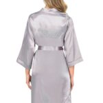 Gri Kısa Saten Bride Sabahlık