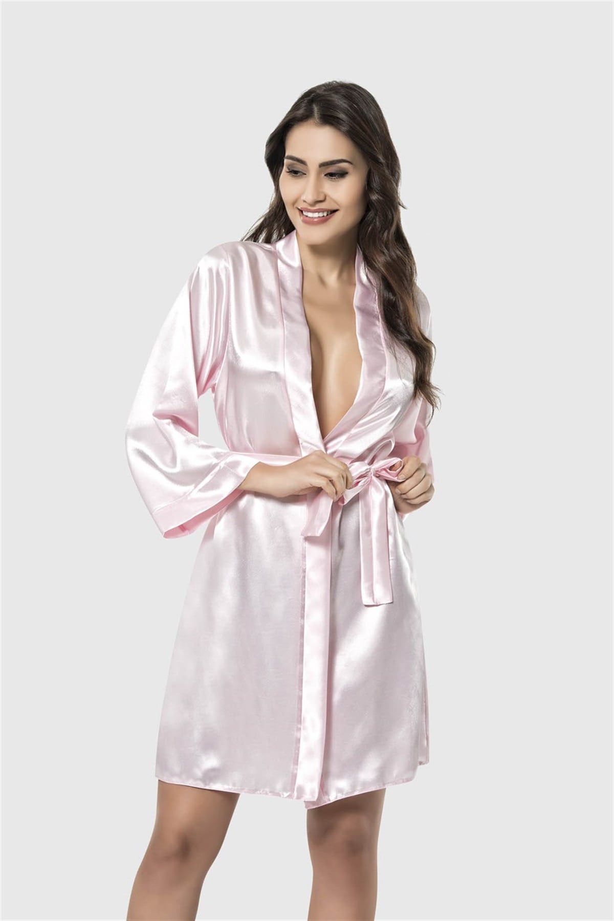 ahu-pembe-kisa-saten-sabahlik-0c3a Pembe Kısa Saten Sabahlık - Görsel 1