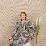 Desire Closet Büyük Beden Çizgili Düğmeli Uzun Kol Viskon Pijama Takımı