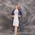 Desire Closet Büyük Beden Sweet Dreams Yazılı Desenli 2'Li Viskon Gecelik Sabahlık Takımı