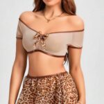 Desire Closet Kalın Askılı Sütyen Leopar Desen Etekli Fantezi Gecelik