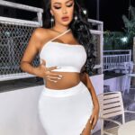 Desire Closet Özel Tasarım Beyaz Etekli Fantezi Mini Club Elbisesi