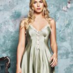 Desire Closet Özel Tasarım Dantel İşlemeli İnce Askılı Işıltılı Yeşil Fantezi Mini Club Elbisesi