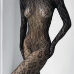 Desire Closet Özel Tasarım Siyah Sırt Dekolteli Fantezi Body Vücut Çorabı