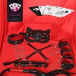 Sexy Görselli Oyun Kartı Kama Sutra 7'li Kırmızı Siyah Harness Set