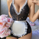 Desire Closet Siyah Dantel İşlemeli Kurdelalı Fransız Hizmetçi Kostümü