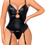 Desire Closet Siyah Lame Fantezi Deri Jartiyer Takımı