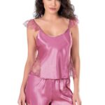 Gül Kurusu Saten Babydoll Şort Takımı