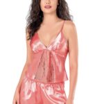 Mercan Saten Babydoll Şort Takımı