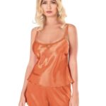 Oranj Saten Babydoll Şort Takımı