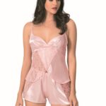 Somon Saten Babydoll Şort Takımı