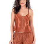 Tarçın Saten Babydoll Şort Takımı